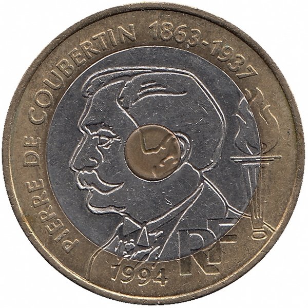 Франция 20 франков 1994 год (Пьер де Кубертен)