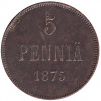 Финляндия (Великое княжество) 5 пенни 1875 год