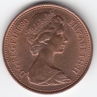Великобритания 1 новый пенни 1980 год