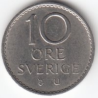 Швеция 10 эре 1965 год