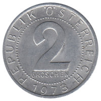 Австрия 2 гроша 1973 год