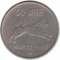 Норвегия 50 эре 1965 год