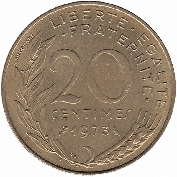 Франция 20 сантимов 1973 год
