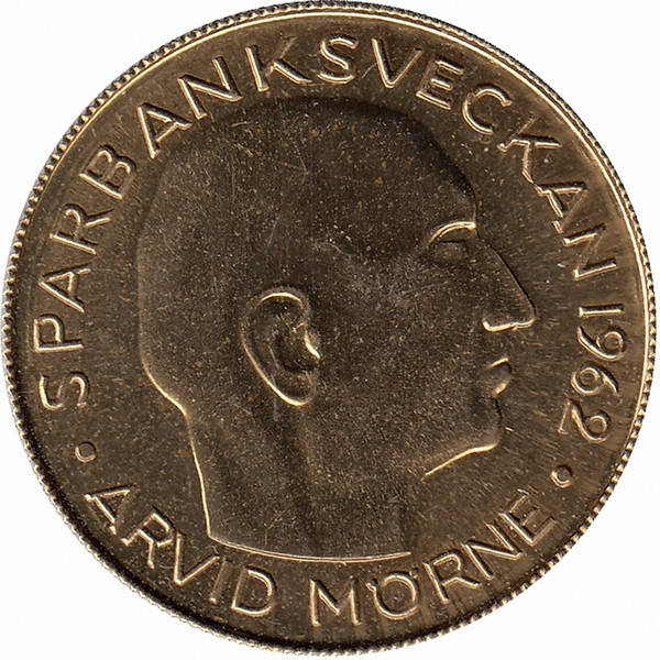 Финляндия памятный жетон банка 1962 год Арвид Мёрнэ (тип II)