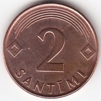 Латвия 2 сантима 2000 год (XF-UNC)