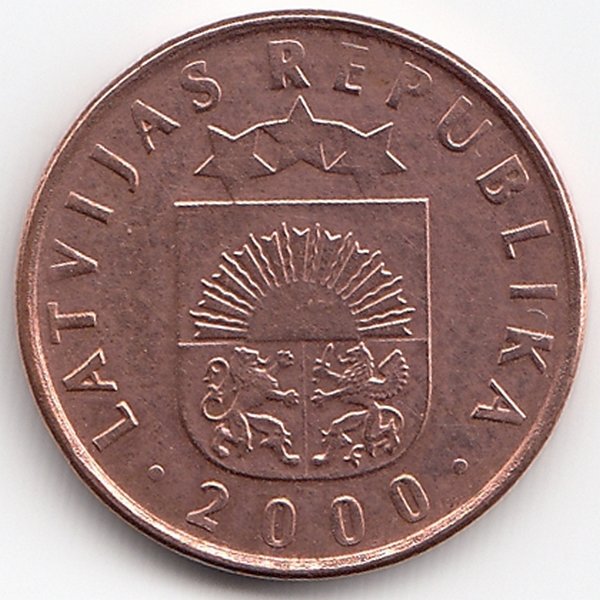 Латвия 2 сантима 2000 год (XF-UNC)