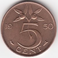 Нидерланды 5 центов 1950 год