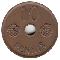Финляндия 10 пенни 1942 год