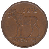 Норвегия 5 эре 1961 год