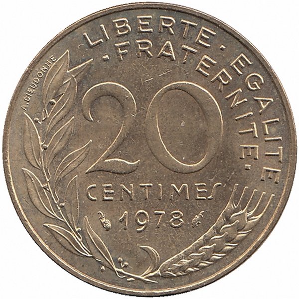 Франция 20 сантимов 1978 год