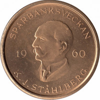 Финляндия памятный жетон банка 1960 год Стольберг (тип II)