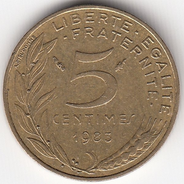 Франция 5 сантимов 1983 год