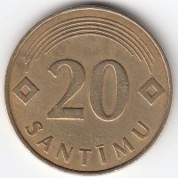Латвия 20 сантимов 1992 год