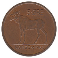 Норвегия 5 эре 1962 год