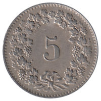 Швейцария 5 раппенов 1962 год