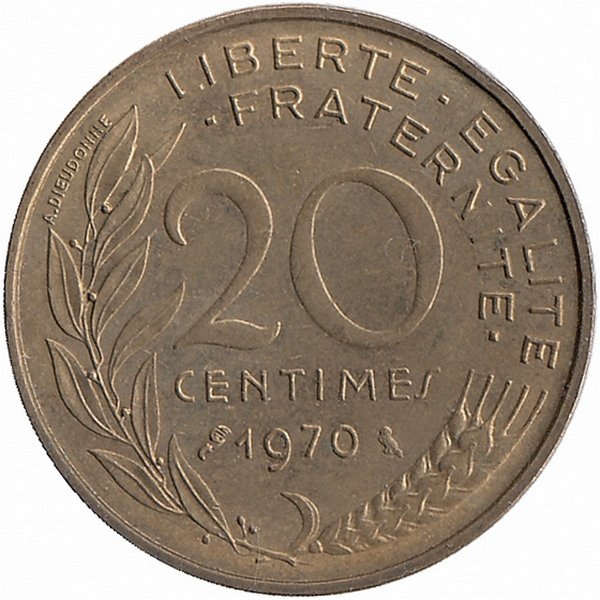 Франция 20 сантимов 1970 год