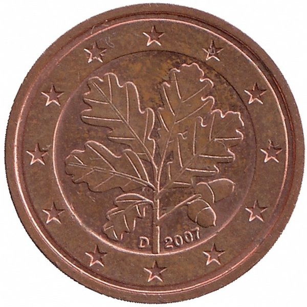 Германия 2 евроцента 2007 год (D)