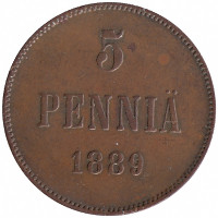 Финляндия (Великое княжество) 5 пенни 1889 год