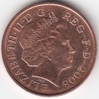 Великобритания 1 пенни 2008 год