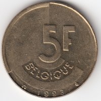Бельгия (Belgique) 5 франков 1993 год