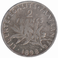 Франция 2 франка 1898 год