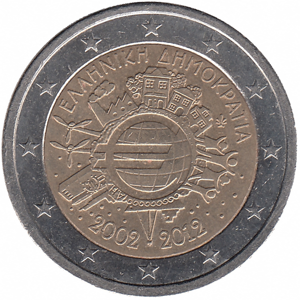 Греция 2 евро 2012 год (10 лет наличному обращению евро)