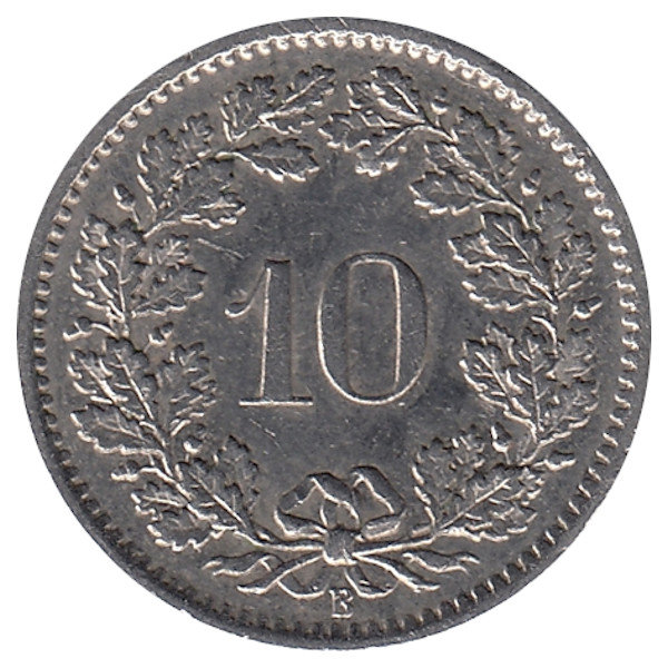 Швейцария 10 раппенов 1965 год