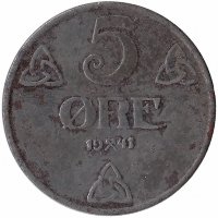 Норвегия 5 эре 1941 год (железо)