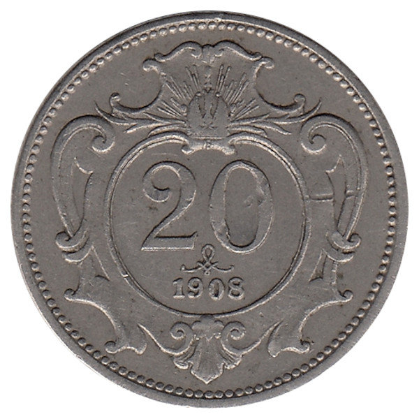 Австро-Венгерская империя 20 геллеров 1908 год