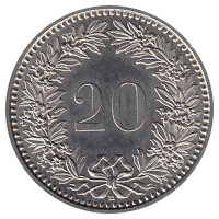 Швейцария 20 раппенов 1988 год
