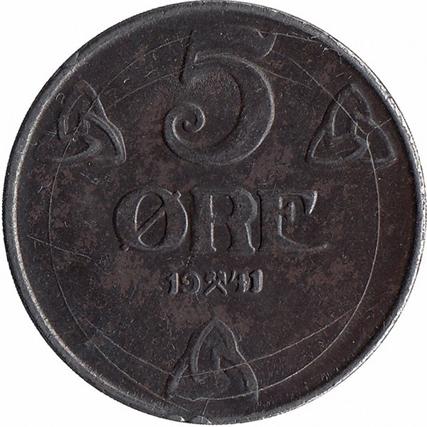 Норвегия 5 эре 1941 год (VF)