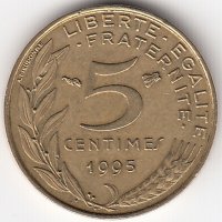 Франция 5 сантимов 1995 год