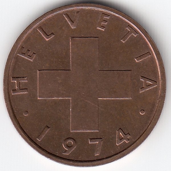 Швейцария 2 раппена 1974 год