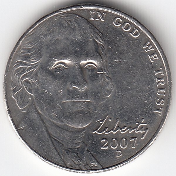 США 5 центов 2007 год (D)