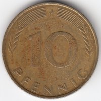 ФРГ 10 пфеннигов 1972 год (J)