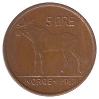 Норвегия 5 эре 1967 год