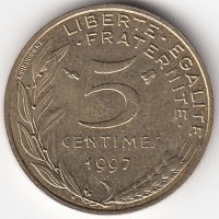 Франция 5 сантимов 1997 год