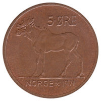 Норвегия 5 эре 1971 год