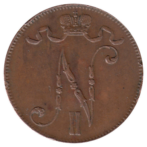 Финляндия (Великое княжество) 5 пенни 1915 год (VF)