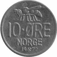 Норвегия 10 эре 1972 год