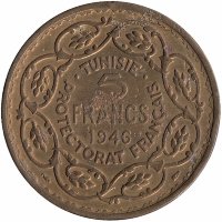 Тунис 5 франков 1946 год