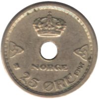 Норвегия 25 эре 1947 год