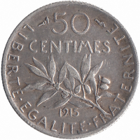 Франция 50 сантимов 1915 год