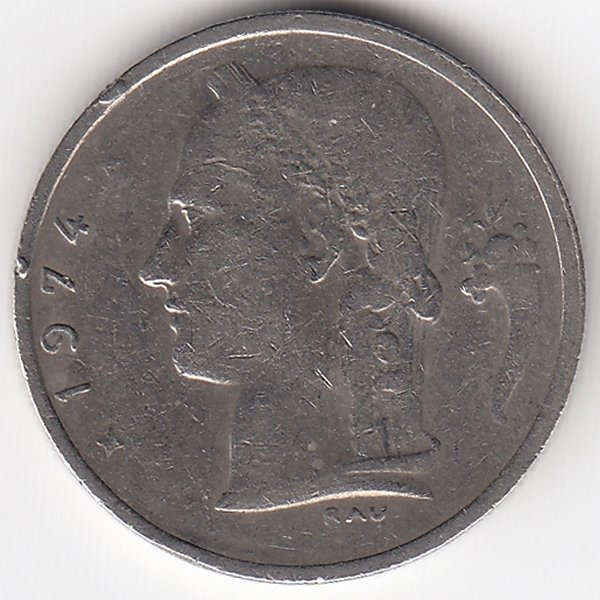 Бельгия (Belgie) 1 франк 1974 год