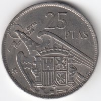 Испания 25 песет 1957 год (66 внутри звезды)