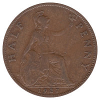 Великобритания 1/2 пенни 1927 год