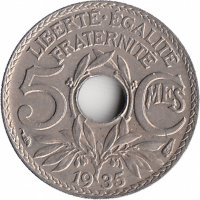 Франция 5 сантимов 1935 год