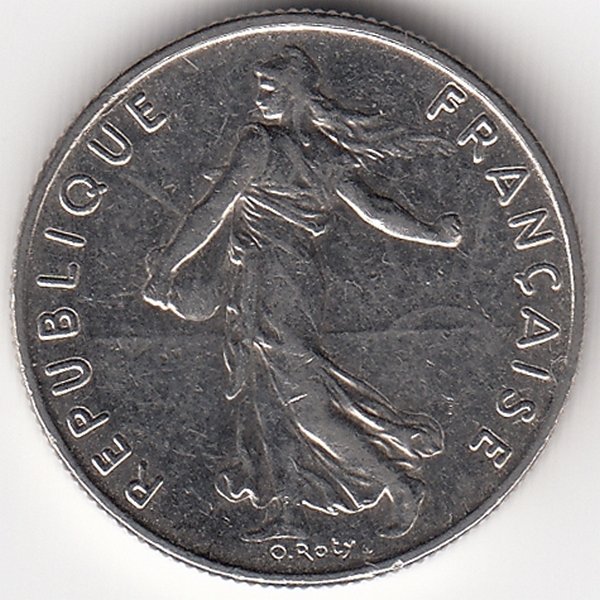 Франция 1/2 франка 1976 год
