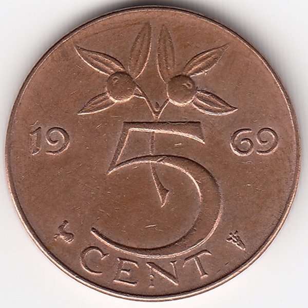 Нидерланды 5 центов 1969 год