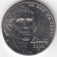 США 5 центов 2016 год (P)